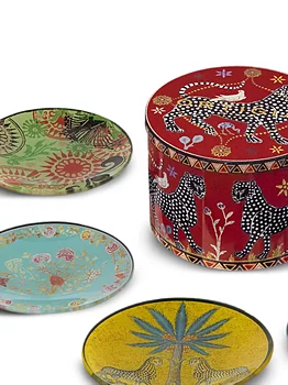 ORTIGIA Red Tin 5 Glass Plates
