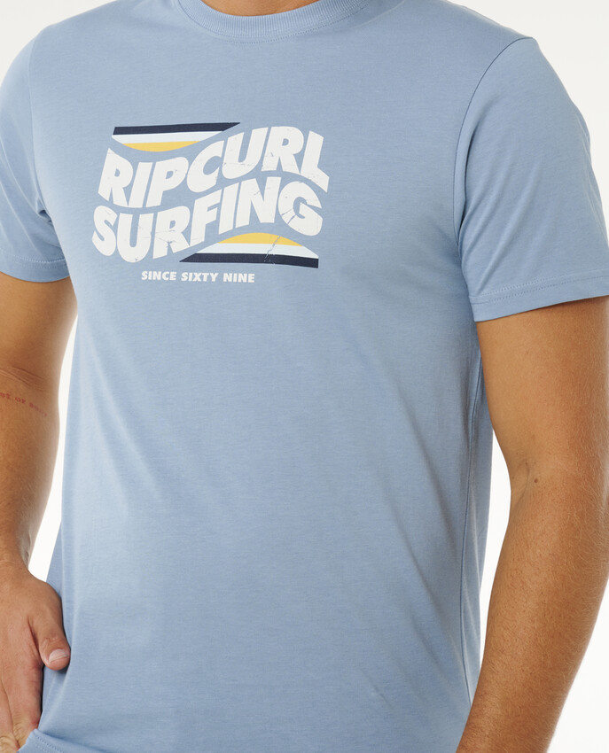 Rip Curl t-shirt streamline big logo faded denim - 5