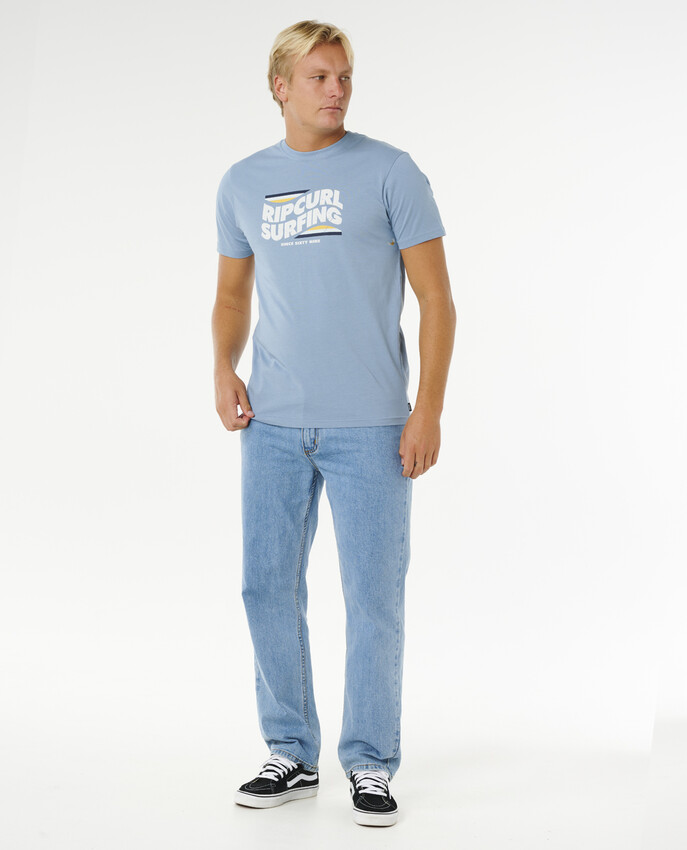 Rip Curl t-shirt streamline big logo faded denim - 4