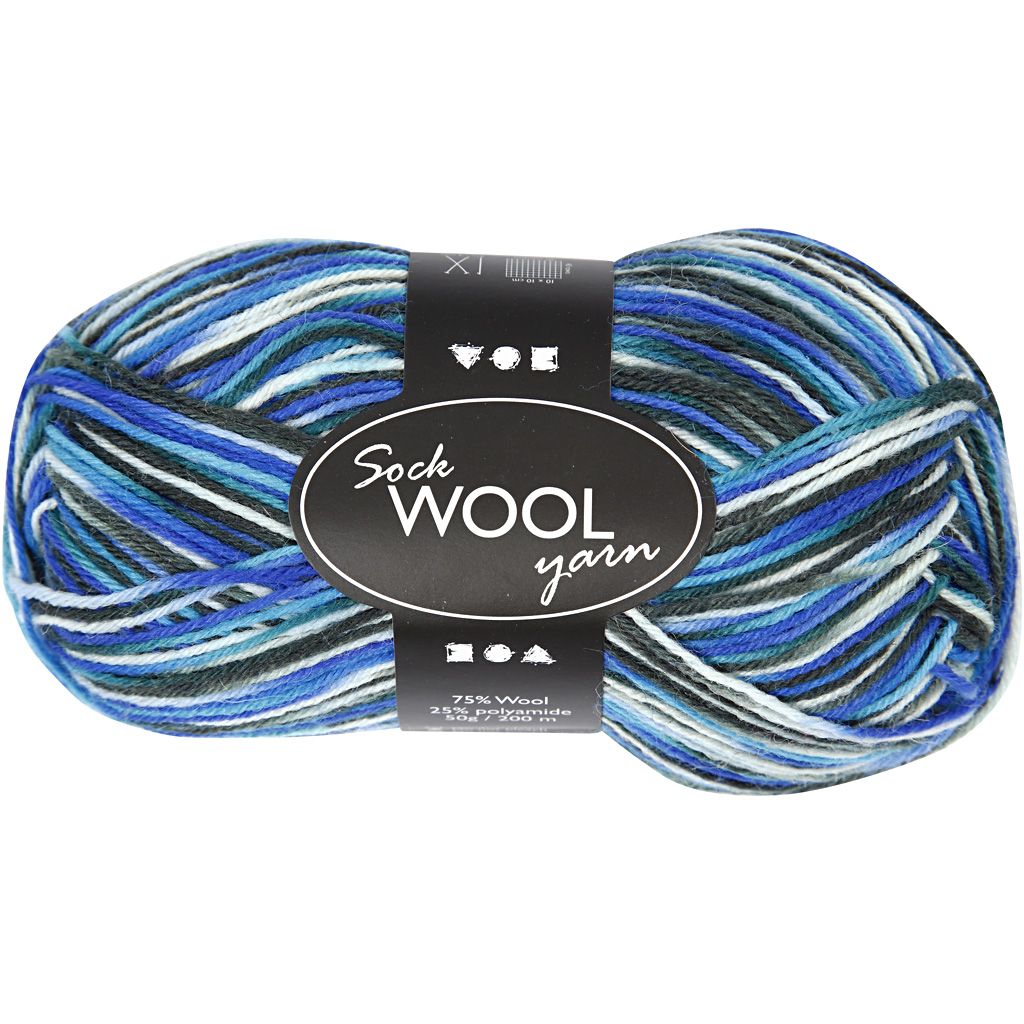 Sock Woll Yarn - Blåturkos