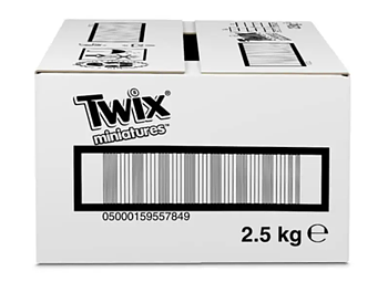 TWIX Miniatures 2,5 kg – minichoklad med kex & kola i storpack för servering