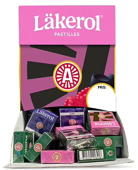 Läkerol Classic Mix Holk – display med 72 askar för butik & café