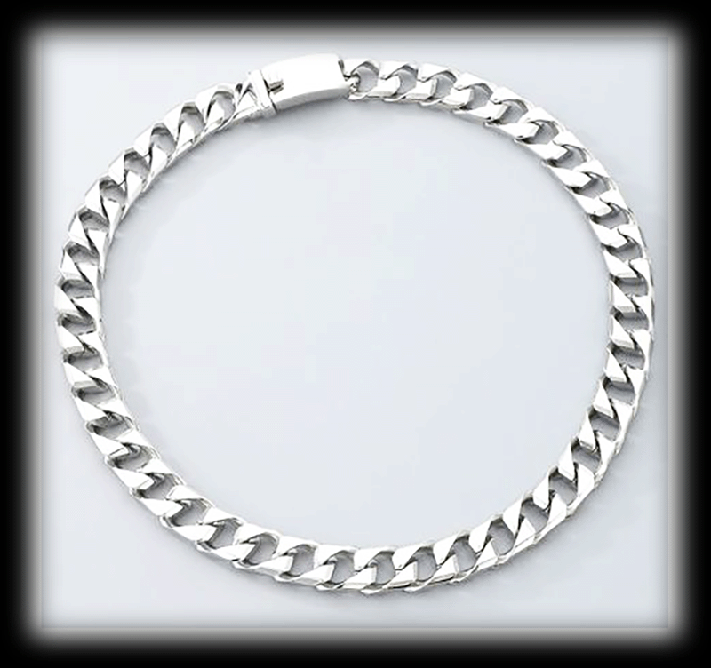 13 mm bred. Pansarlänk kedja i rostfritt stål. 