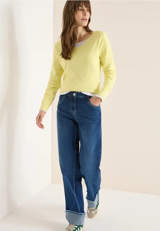 NOS Basic V-neck Pullover - Iced Yellow - Cecil - 3