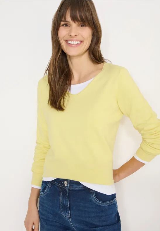 NOS Basic V-neck Pullover - Iced Yellow - Cecil - 4
