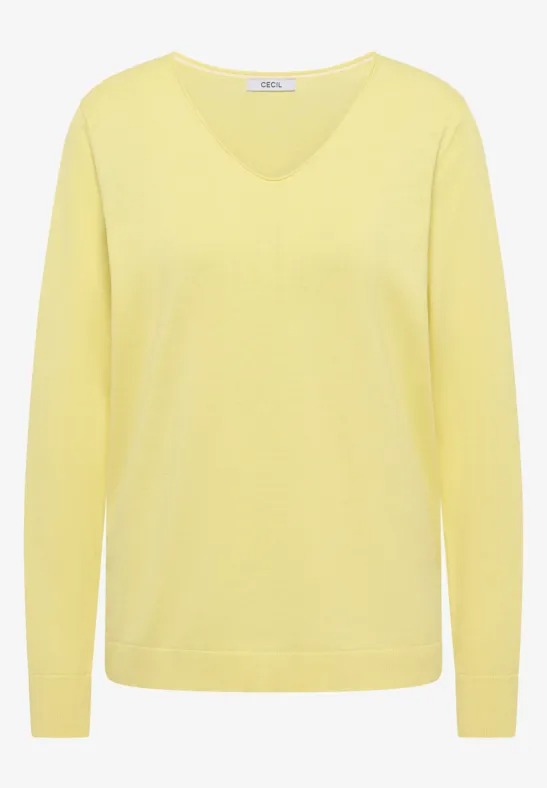 NOS Basic V-neck Pullover - Iced Yellow - Cecil - 5