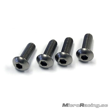 KYOSHO - M4x12mm Skruv, Kullrig, Insex, Titan, 4st