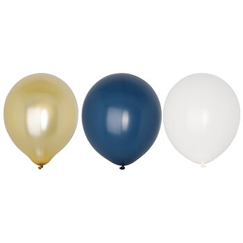 Ballongpaket - Blå, guld & vit