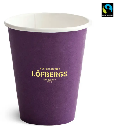 Pappermugg 23,7 cl Löfbergs – Fairtrade engångsmugg | För café, servering & event