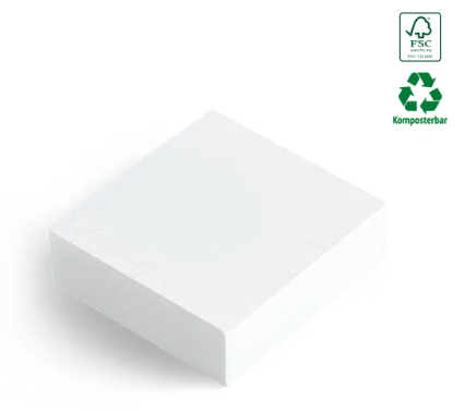 Servett 33×33 vit – 3-lagers Tissue servetter från Duni | FSC & komposterbar