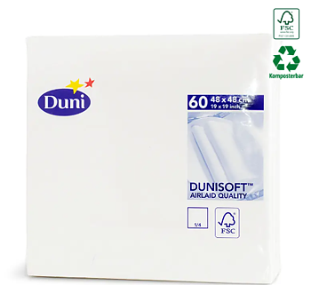 Servett Dunisoft 48×48 vit – premium 3D-mjuk servett | För restaurang & event