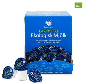 Mjölkportion laktosfri UHT 16 ml – ekologisk kaffemjölk | För café, hotell & kontor