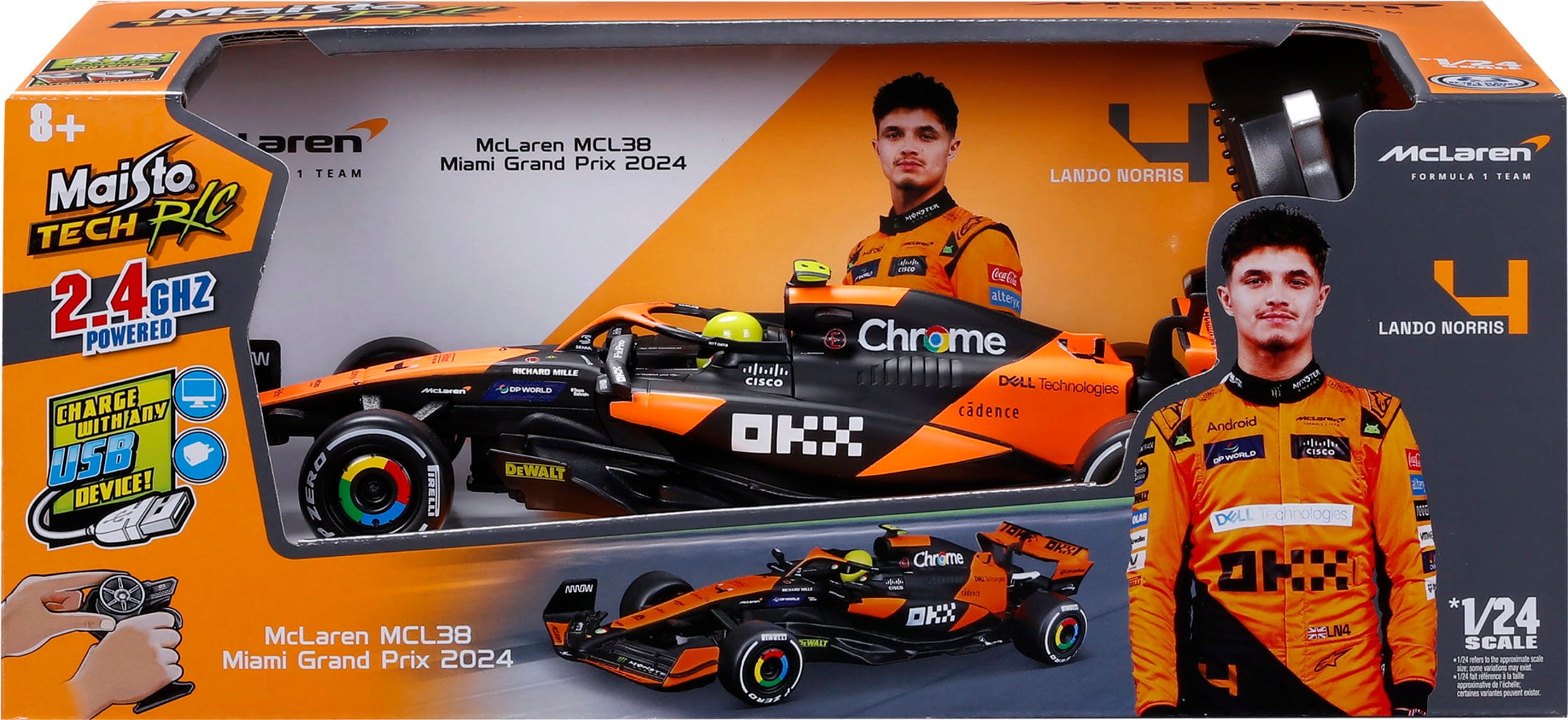 Premium Radiostyrd F1 Mclaren Norris 2024 Skala 1:242.4GHZ