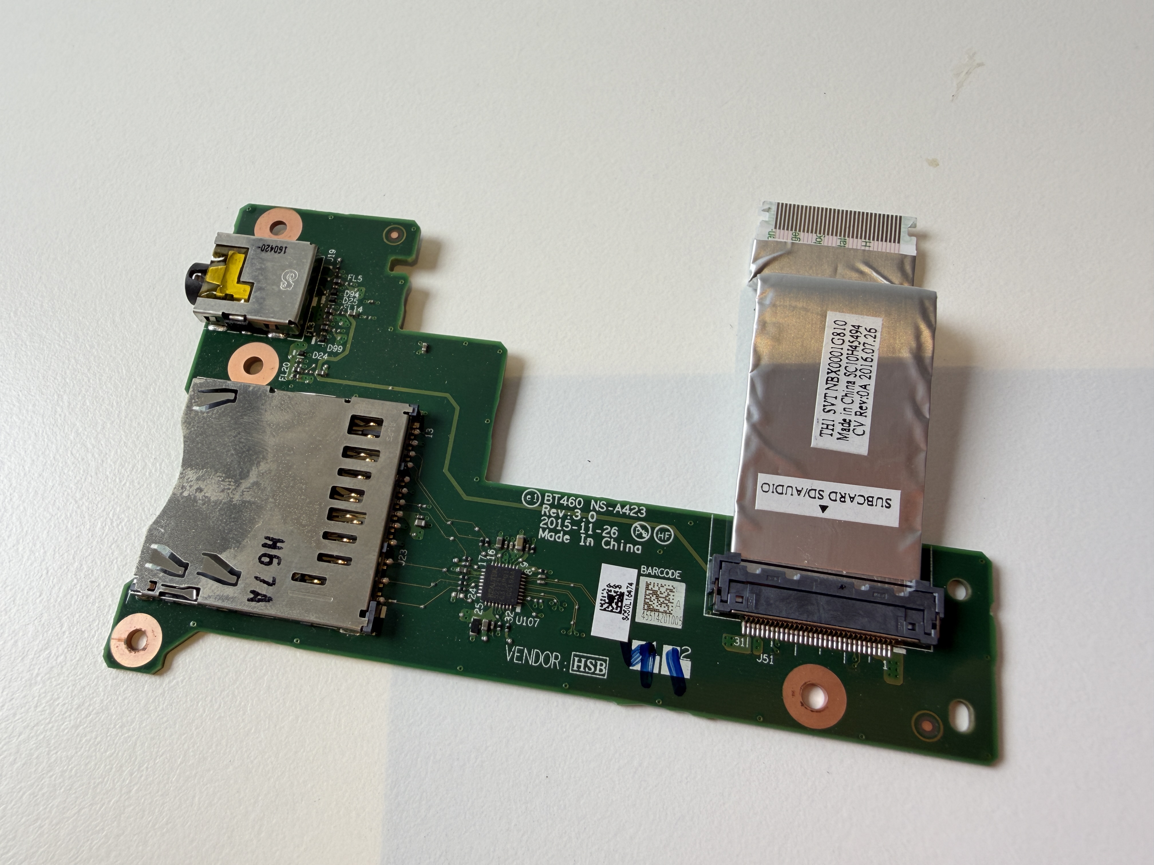 Begagnad Original Lenovo ThinkPad T460s T470s USB Card reader audio sound headphone Jack board BT460 NS-A423 NBX0001G810