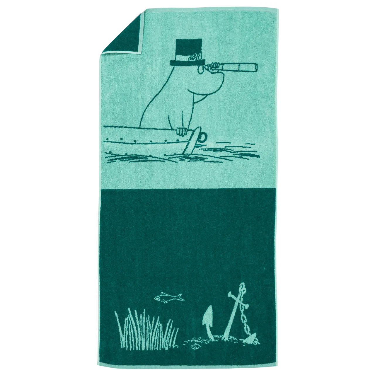 Mumin Badhandduk 70x140 cm - Muminpappa Blågrön