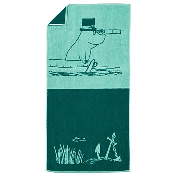 Mumin Badhandduk 70x140 cm - Muminpappa Blågrön