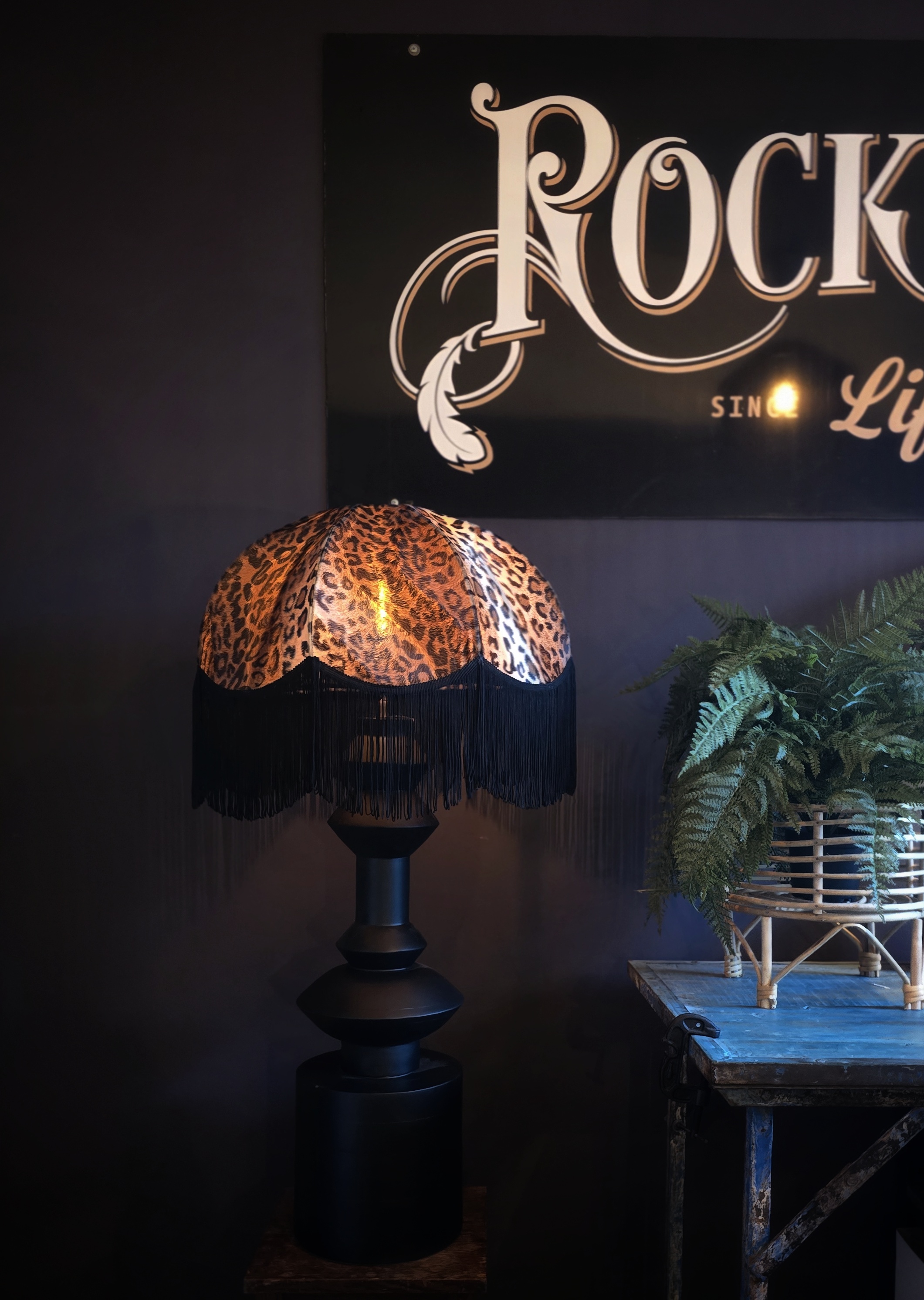 Lampskärm Large Retro 50 - Leopard/Svart frans - 3