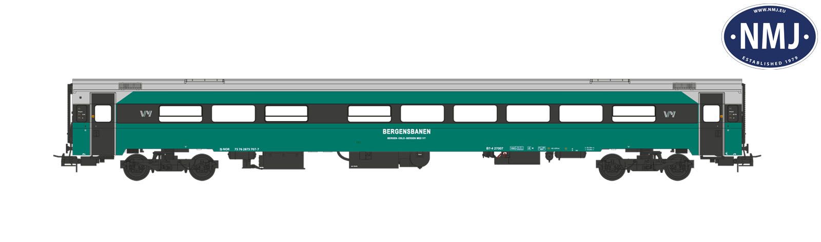 NMJ Topline+ VY B7-4 27008 2 Klasse Personvogn, m/ Interiørlys - 2