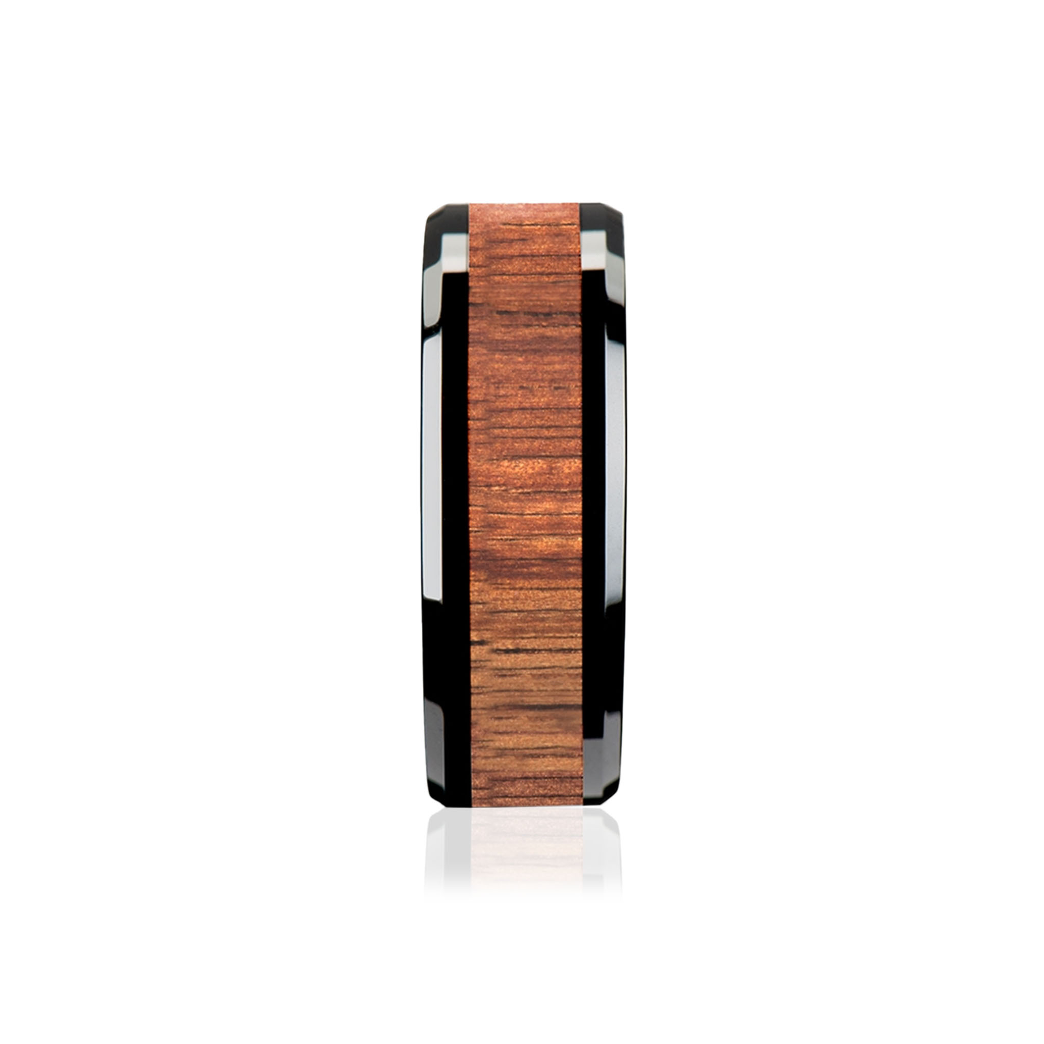 Black Koa – Lyxig Svart Keramisk Ring med Koa-trä 4mm 6mm 8mm - 7