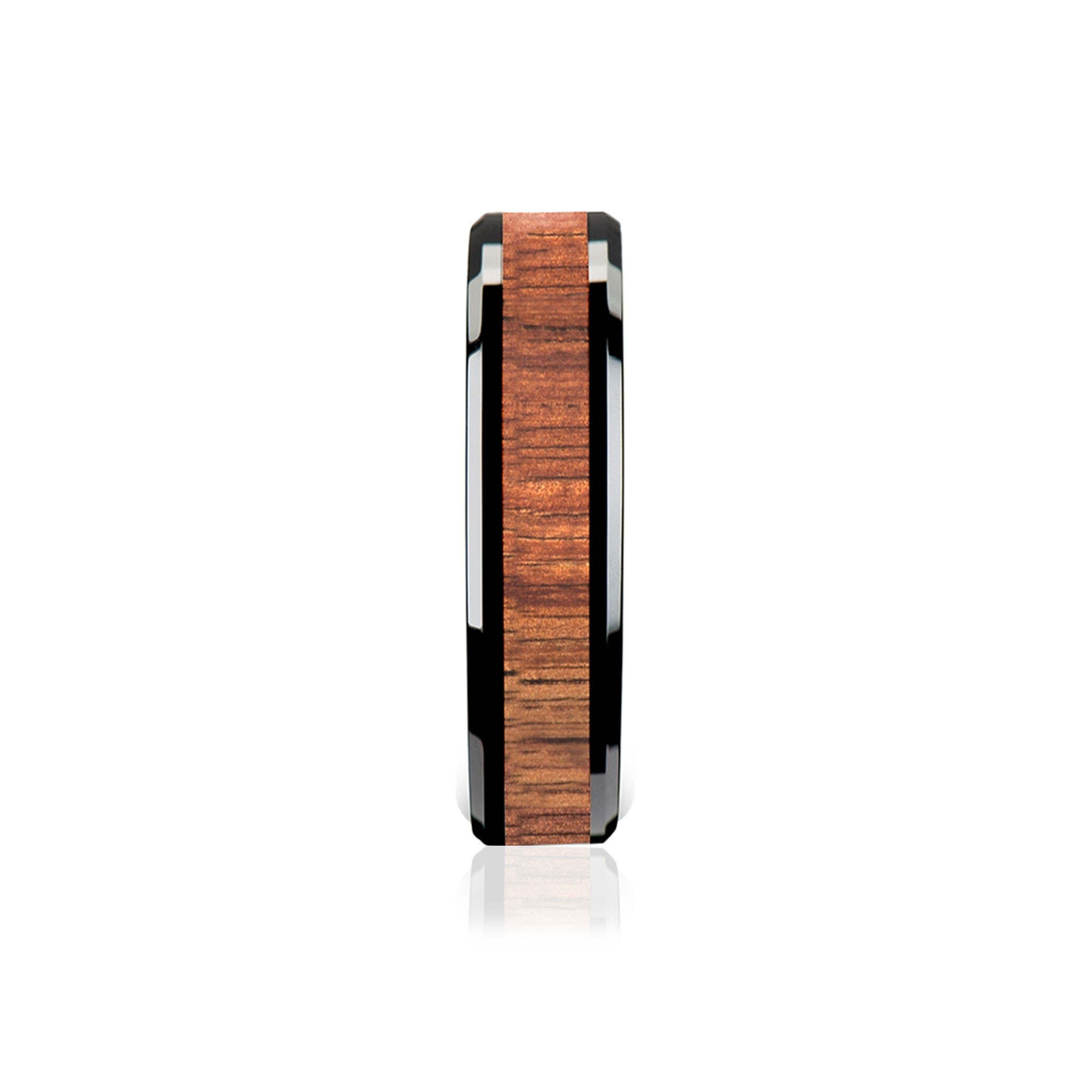 Black Koa – Lyxig Svart Keramisk Ring med Koa-trä 4mm 6mm 8mm - 8