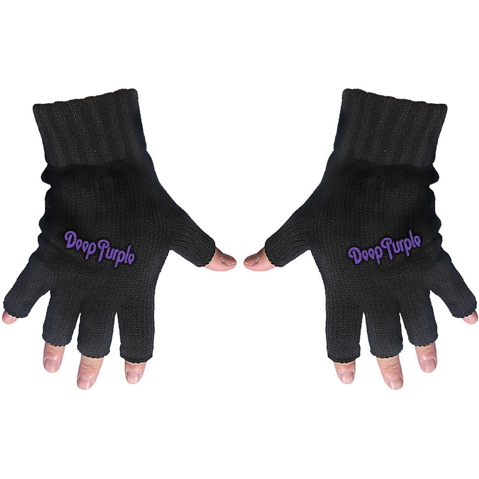 Deep Purple Unisex Fingerless Gloves: Logo 
