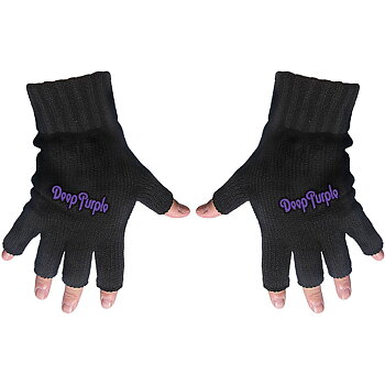 Deep Purple Unisex Fingerless Gloves: Logo 