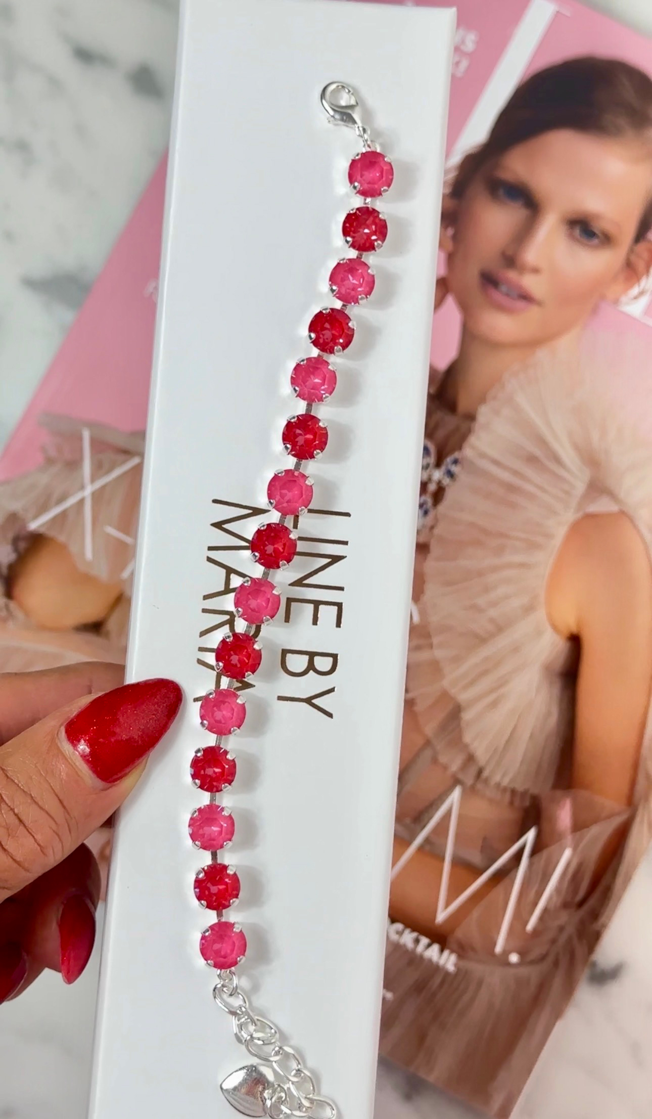 Armband Maya Dahlia / Poppy Red Silver