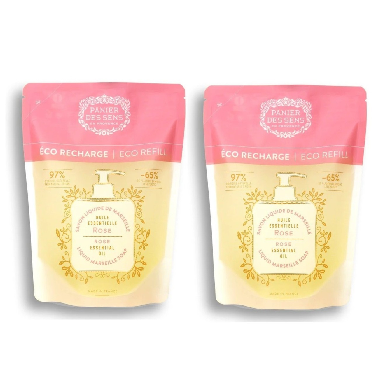 Panier des Sens 2 x Refill Marseille Rose Flytande Tvål