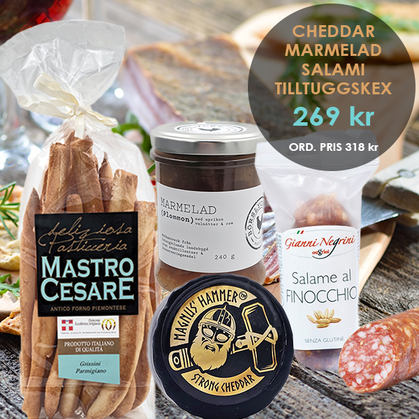 PAKET Cheddar, Salami, Marmelad, Tilltuggskex
