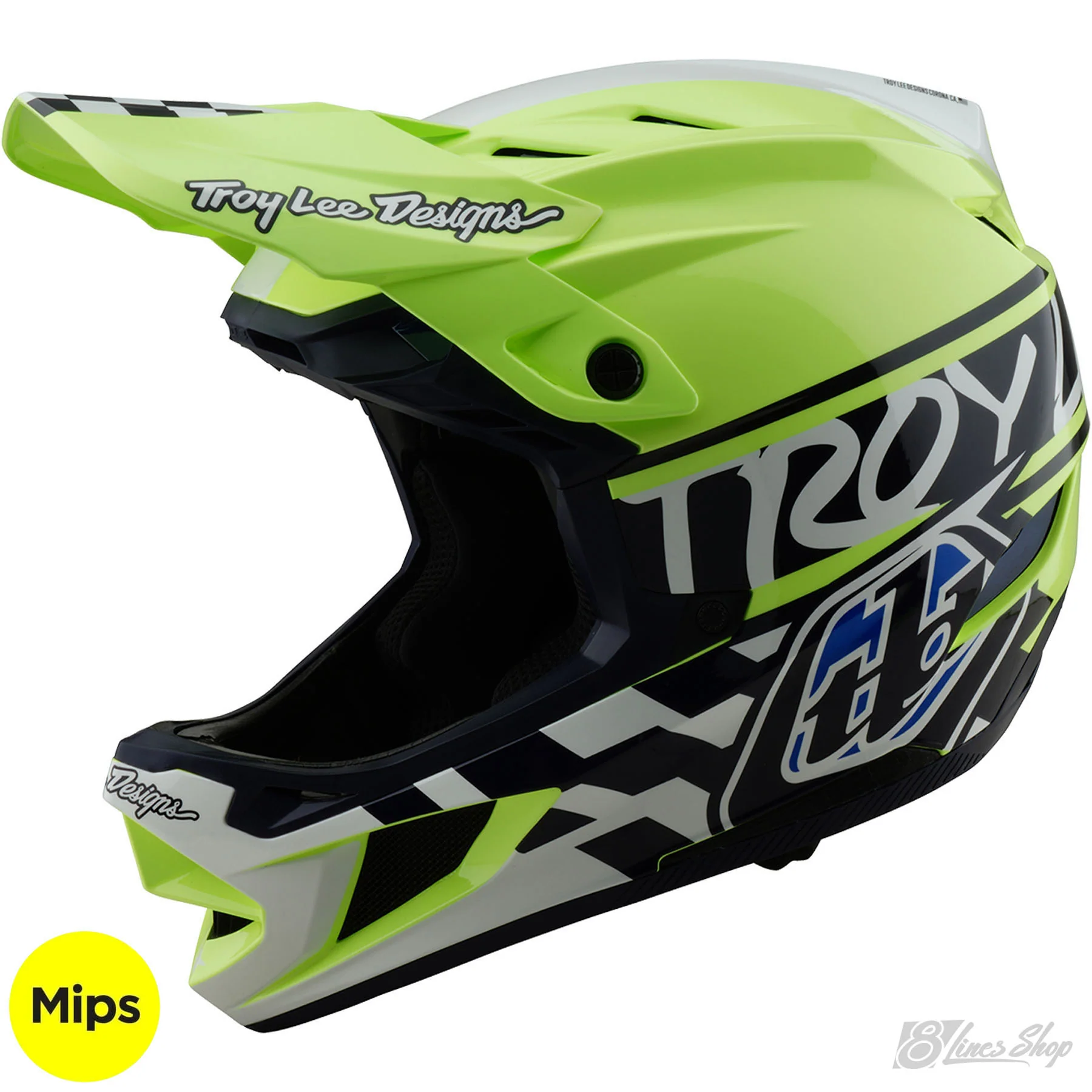 TLD D4 Polyacrylite MIPS Helmet Fifty-50 - Navy/Glo Yellow Size M