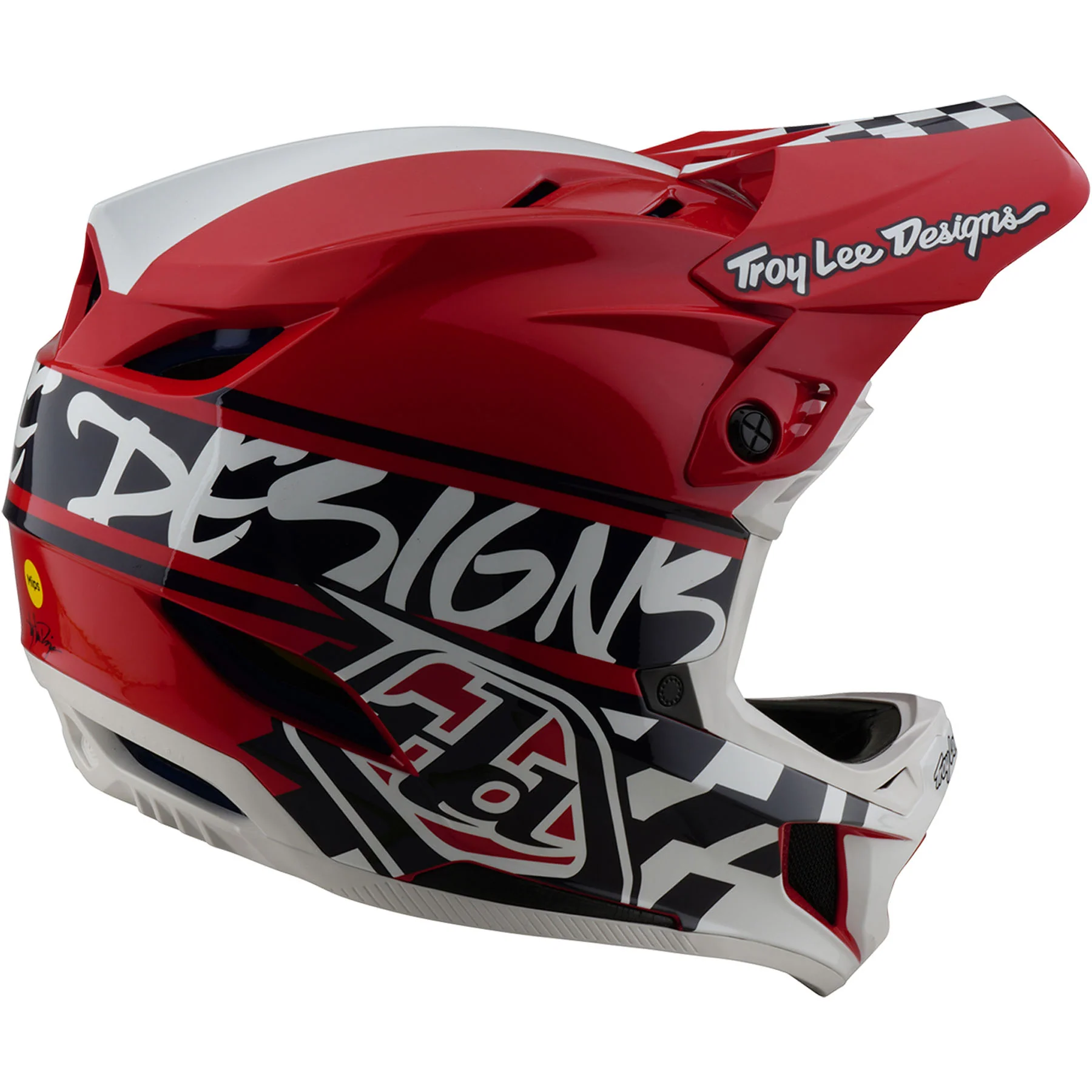 TLD D4 Polyacrylite MIPS Helmet Fifty-50 - White/Red Size  M - 4