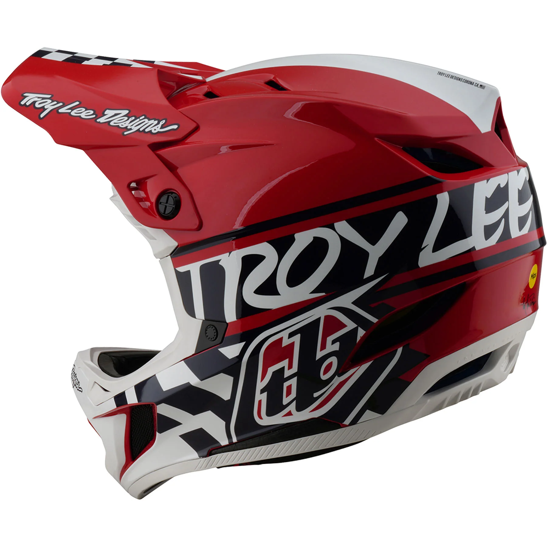TLD D4 Polyacrylite MIPS Helmet Fifty-50 - White/Red Size  M - 3