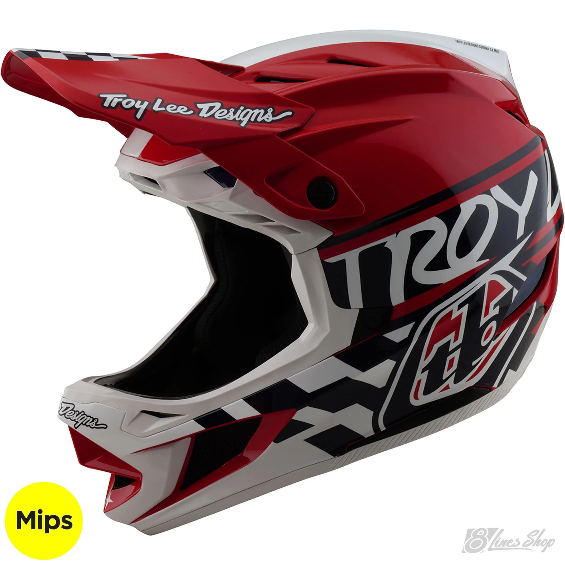 TLD D4 Polyacrylite MIPS Helmet Fifty-50 - White/Red Size  M