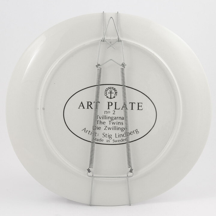 スティグ・リンドベリ  双子の装飾皿 Art Plate 1980年  25cm (2)