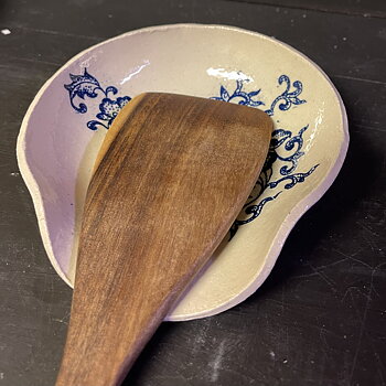 Spoonrest med Blå Blomster
