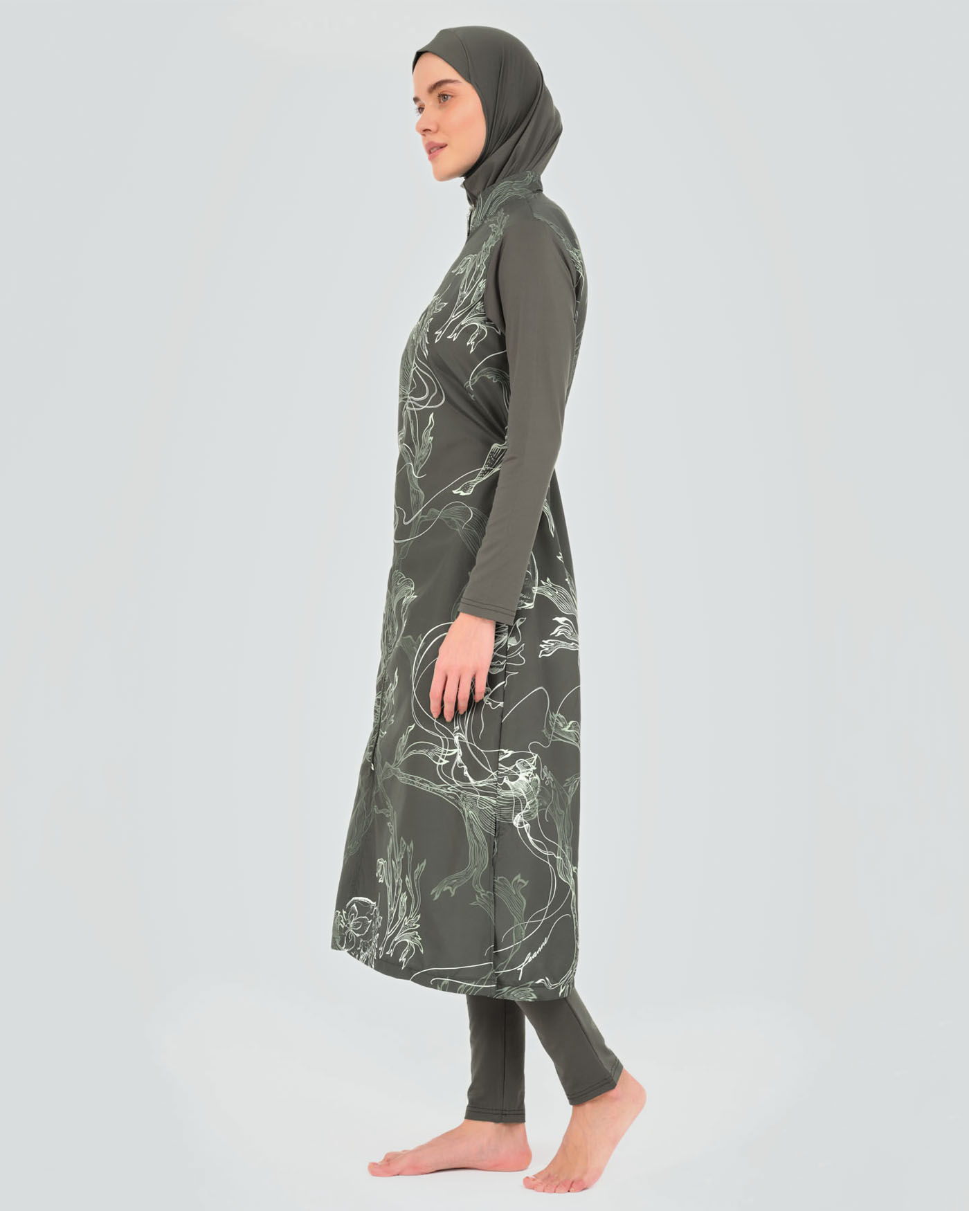 Muslim Swimsuit with hijab - Olive Green - 2