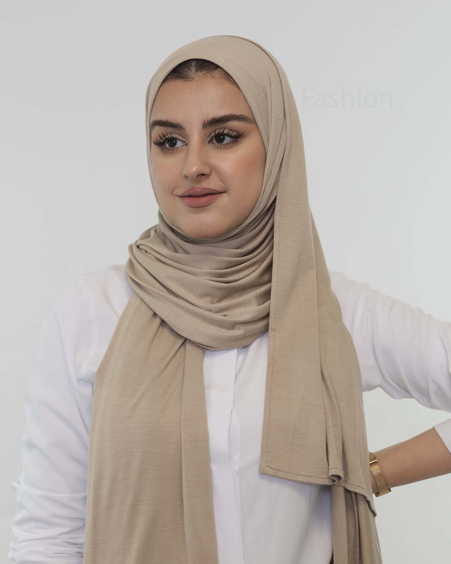 Premium Jersey Mini Hijab - Nude Beige - 2