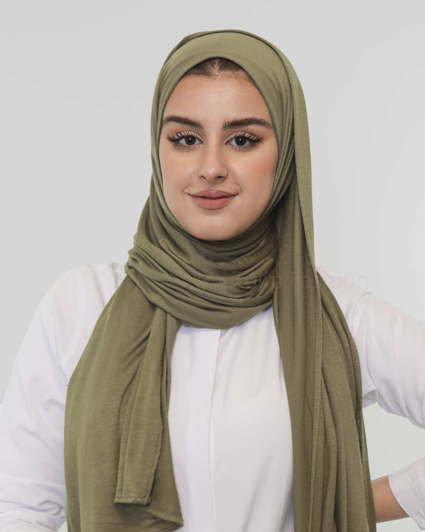 Premium Jersey Mini Hijab - Olive Green - 3
