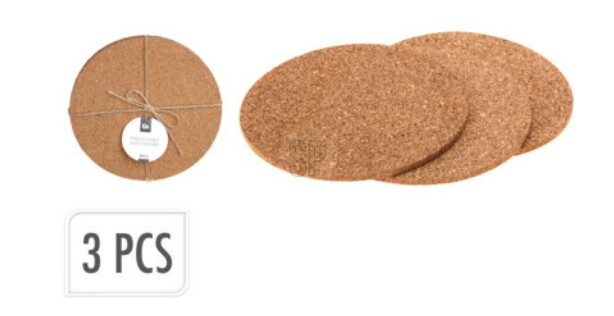 Glasunderlägg kork 3-pack - 2