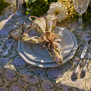 Chamois Tablecloth Tangier Pomegranate Butter Yellow - 2