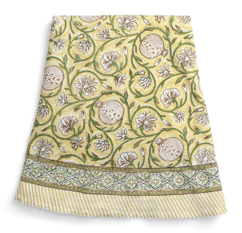 Chamois Round Tablecloth Tangier Pomegranate Butter Yellow