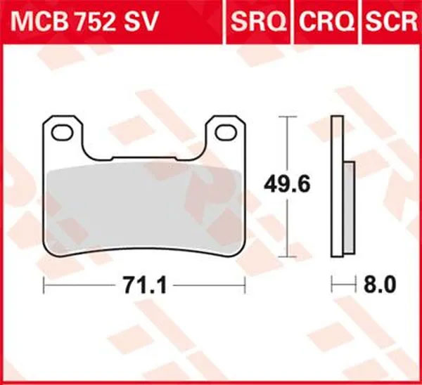Bromsbelägg 2 omg. TRW racing  fram MCB752CRQ "ETT EXEMPLAR" - 2
