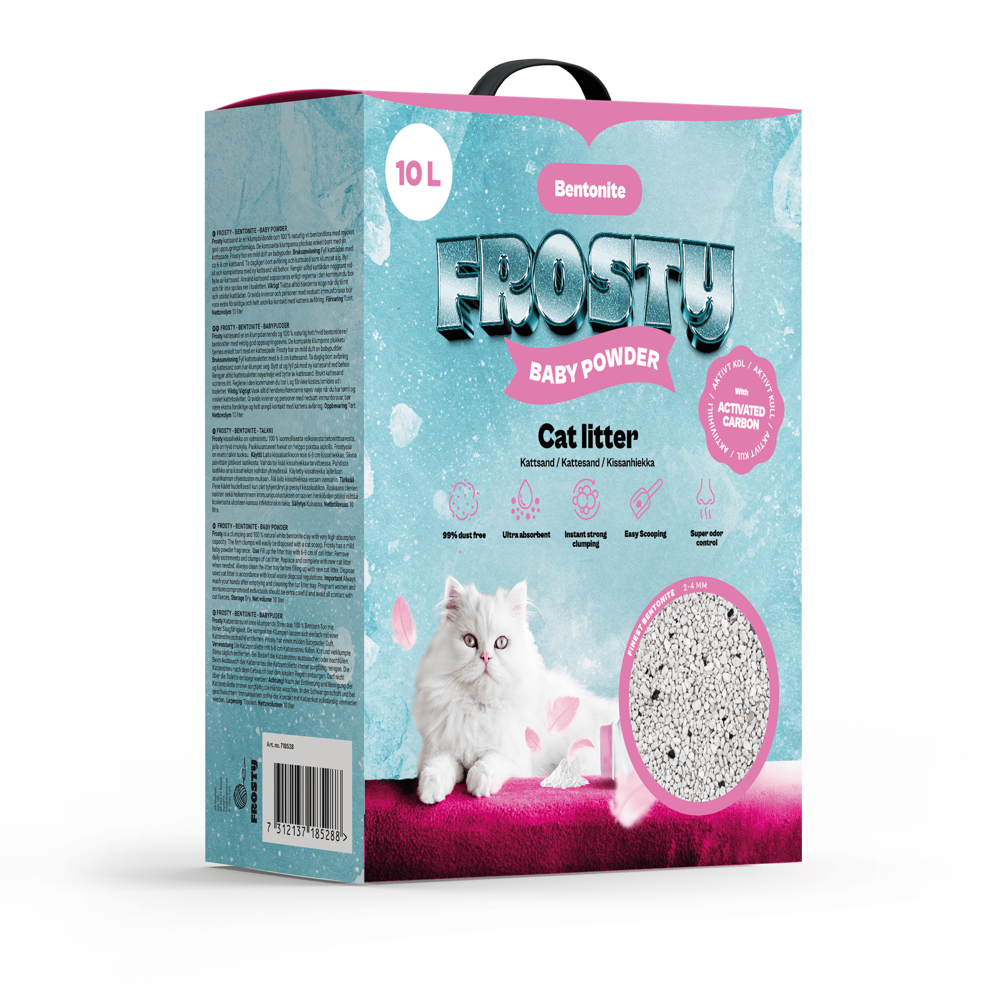 Bentonit Aktivt Kol Baby Powder Kattsand 10L