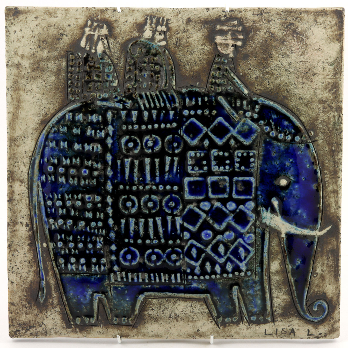 ⭐︎リサラーソン　ウニーク　象の陶版　壁掛け リサラーソン Unikシリーズ 象 陶板 1961年 23cm〈スタジオ生産〉(2)