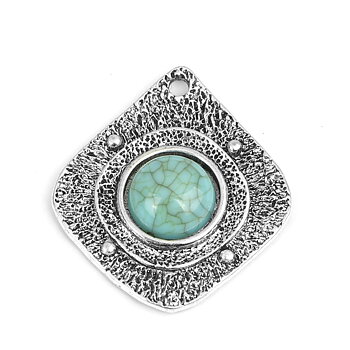 Charm -  Boho square drop, silver blue