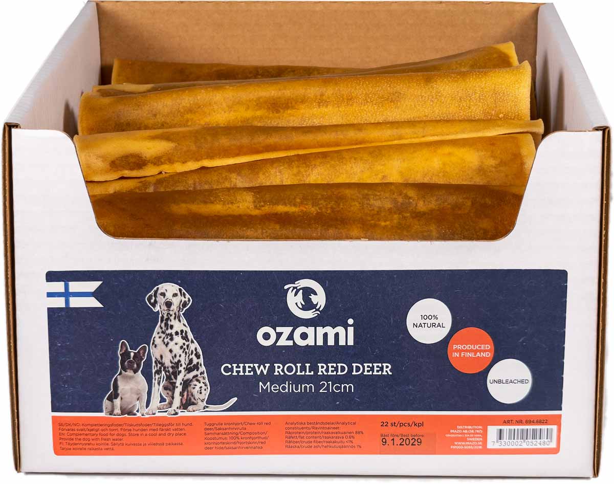 Ozami Premium Chew Roll Red Deer – tuggrulle av kronhjort M 21 cm - 3