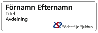 Namnskylt Södertälje Sjukhus