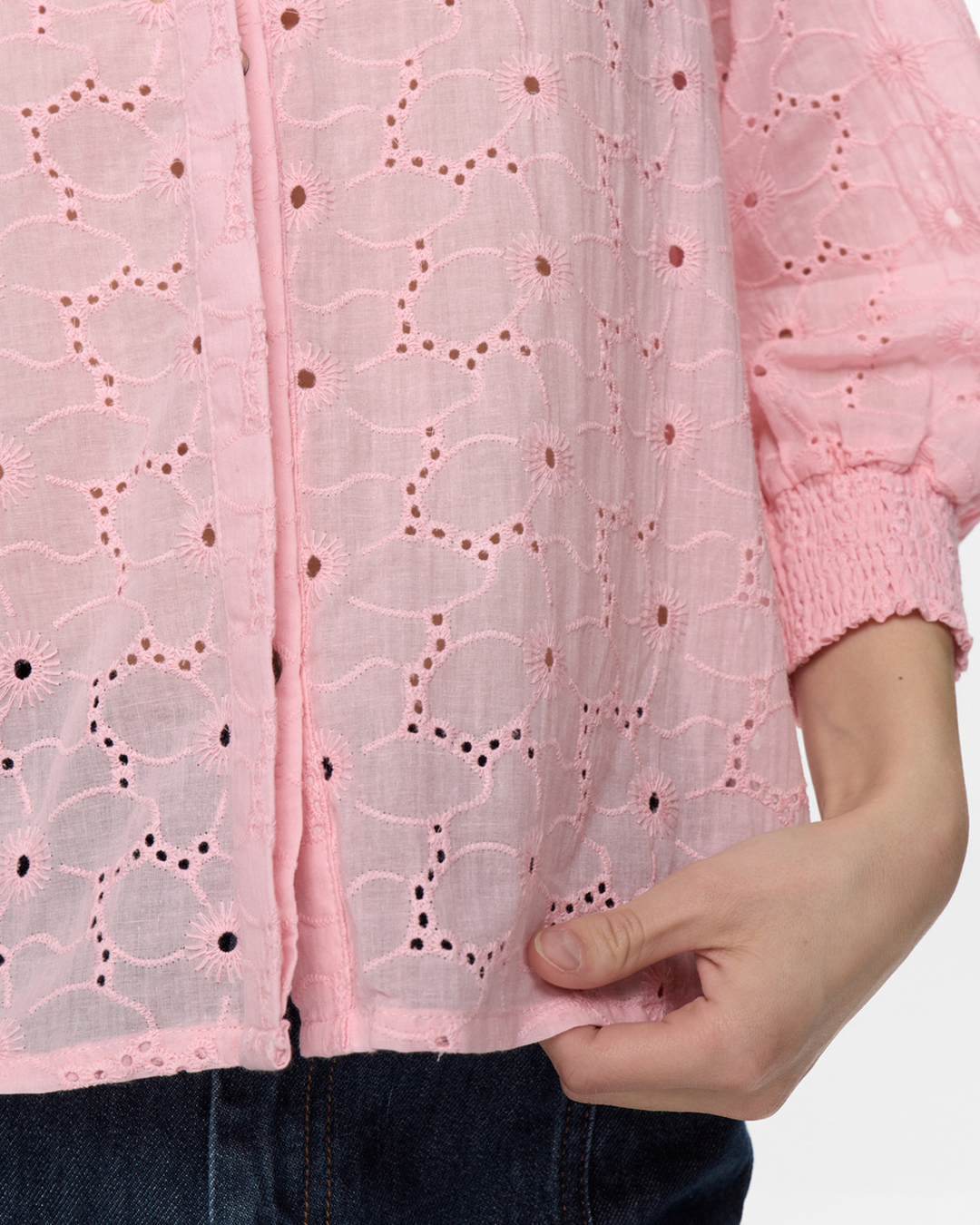 Blus Lela blommig genombruten i rosa - 3