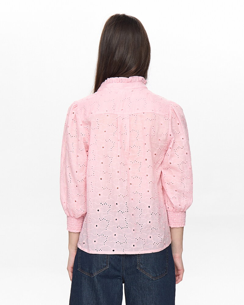 Blus Lela blommig genombruten i rosa