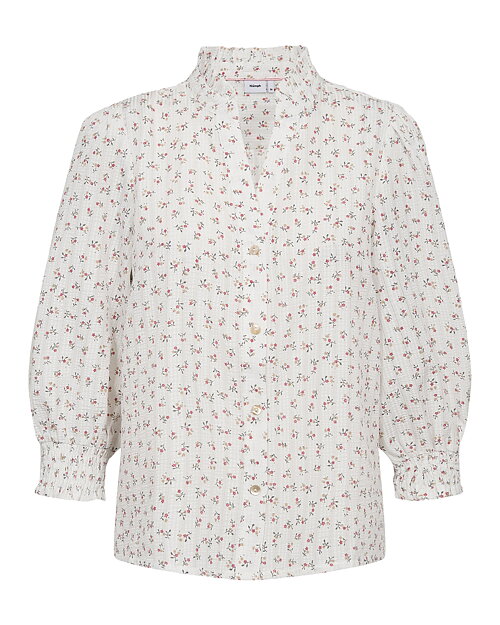 Blus Fenja v-ringad småblommig rosa/röd/vit - 2